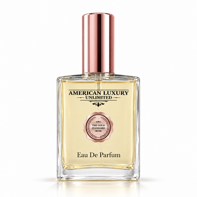The Gold Standard Rose men's fragrance by American Luxury Unlimited on a clean white background