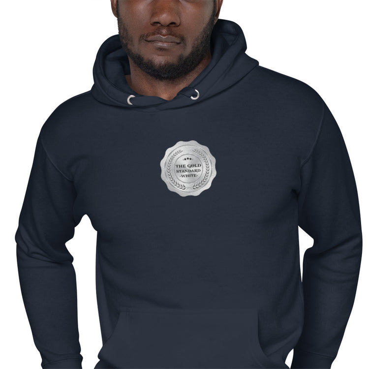 ALU The Gold Standard White Embroidered Hoodie - American Luxury Unlimited