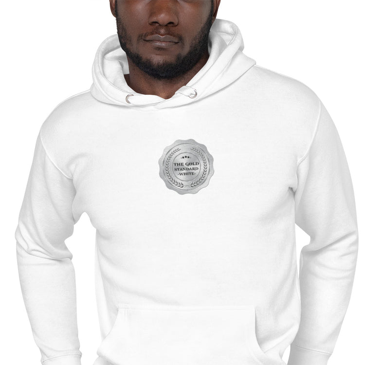 ALU The Gold Standard White Embroidered Hoodie - American Luxury Unlimited