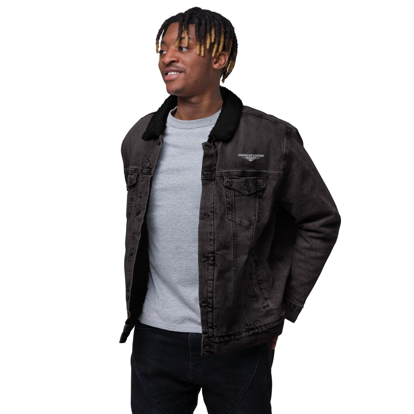 ALU's Embroidered Denim Sherpa Jacket