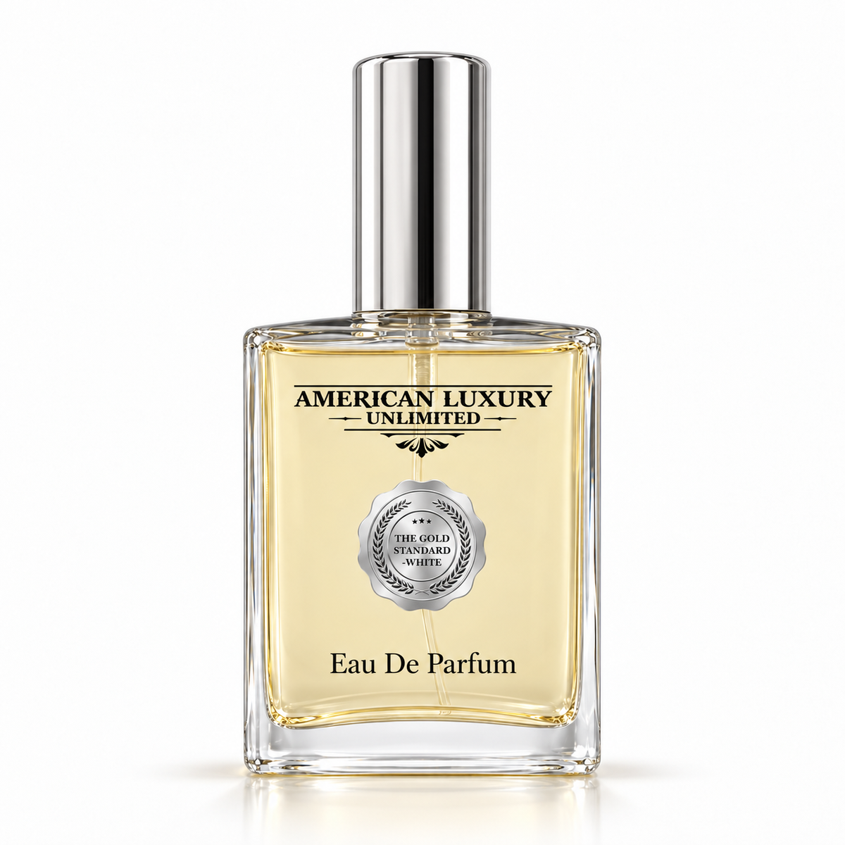 The Gold Standard White men's fragrance by American Luxury Unlimited on a clean white background