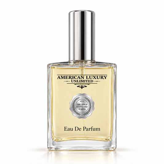 The Gold Standard White men's fragrance by American Luxury Unlimited on a clean white background