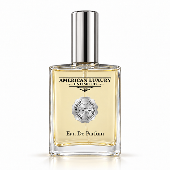 The Gold Standard White men's fragrance by American Luxury Unlimited on a clean white background