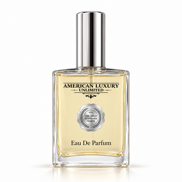 The Gold Standard White men's fragrance by American Luxury Unlimited on a clean white background
