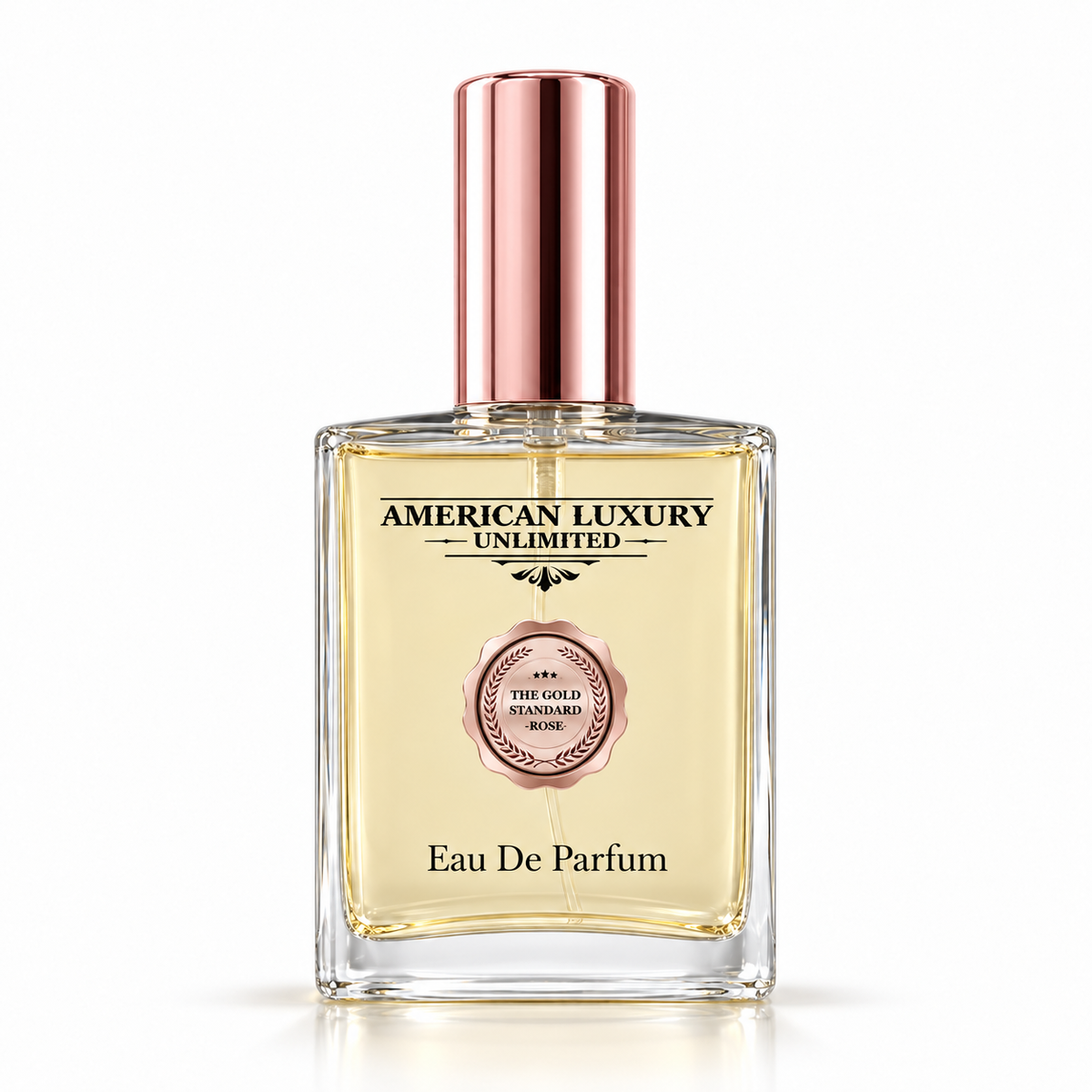 The Gold Standard Rose men's fragrance by American Luxury Unlimited on a clean white background