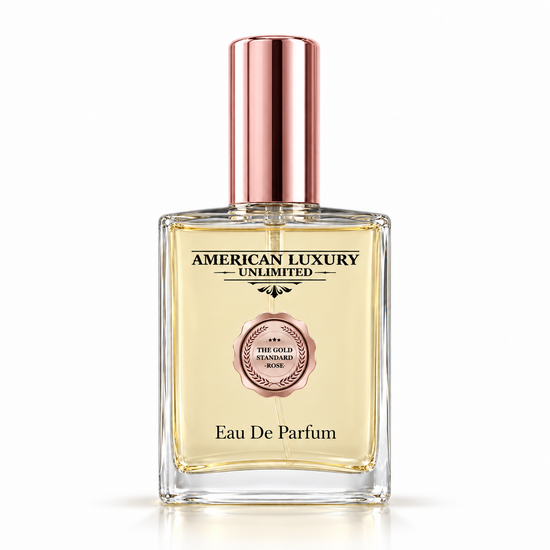 The Gold Standard Rose men's fragrance by American Luxury Unlimited on a clean white background